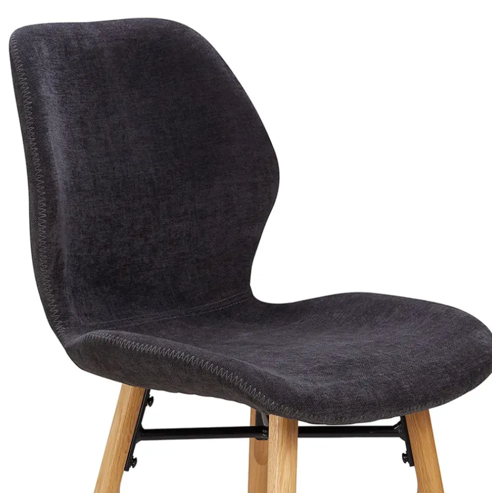 Chaise de bar en tissu soft touch noir h65cm - Keri