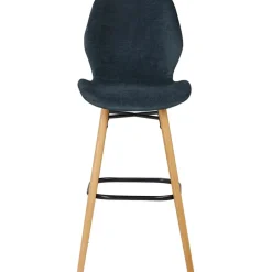 Chaise de bar en tissu soft touch bleu foncé h65cm - Keri