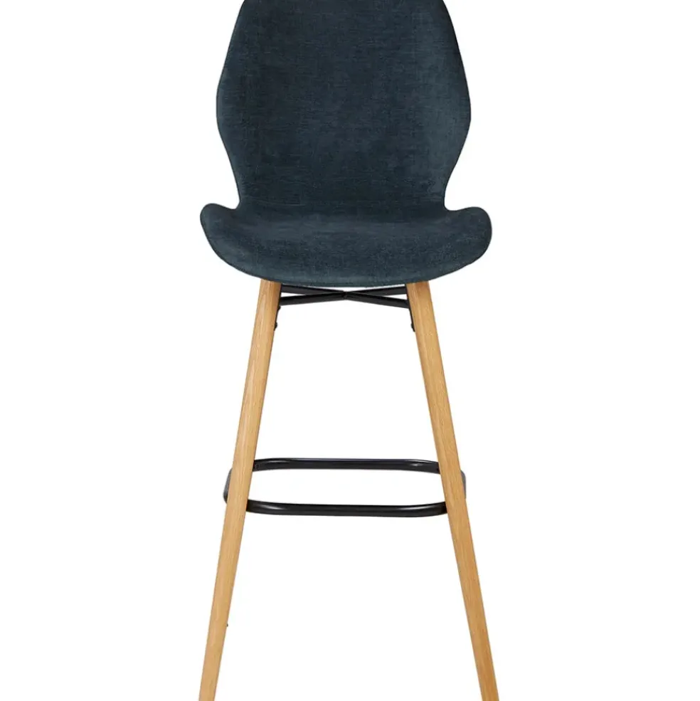 Chaise de bar en tissu soft touch bleu foncé h65cm - Keri