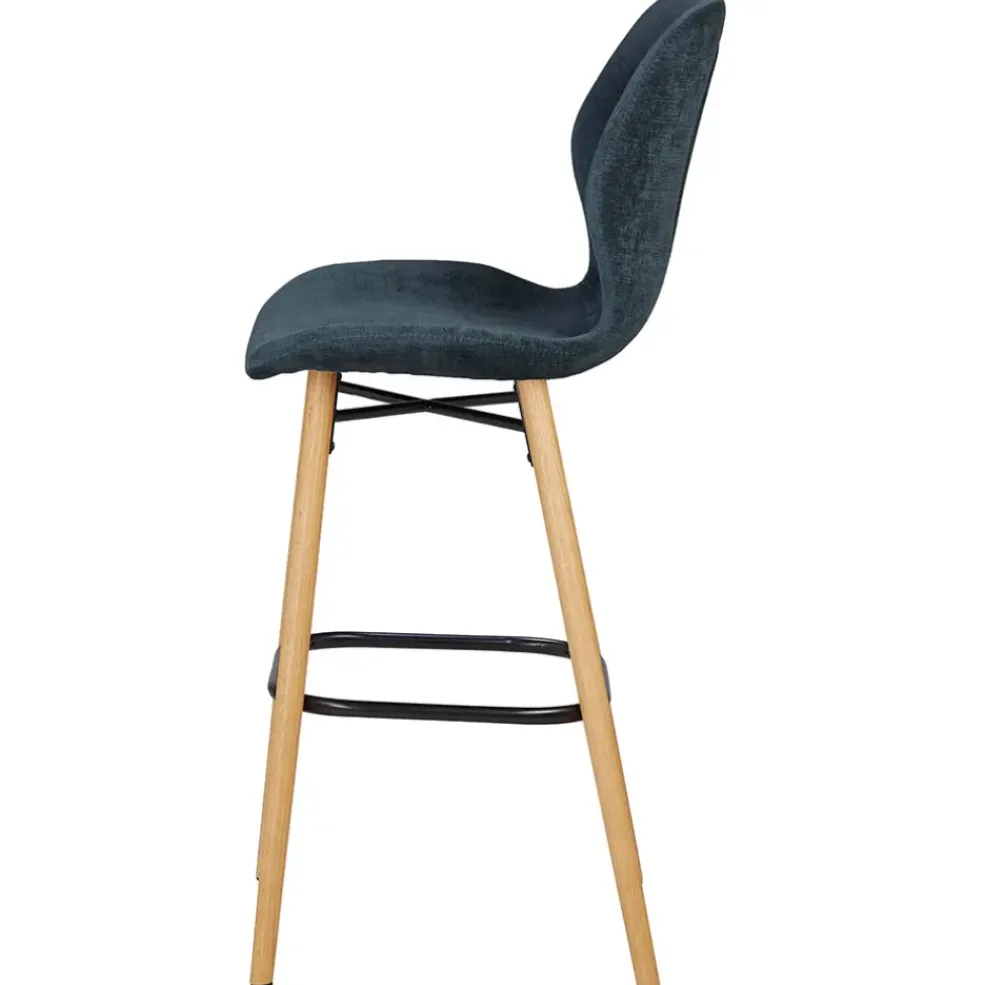 Chaise de bar en tissu soft touch bleu foncé h65cm - Keri