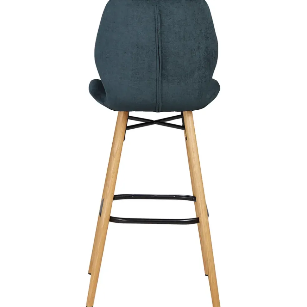 Chaise de bar en tissu soft touch bleu foncé h65cm - Keri