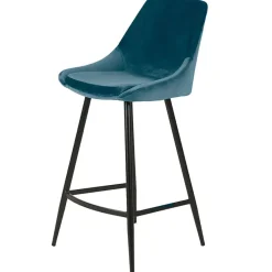 Chaise de bar en velour bleu h75cm - Ben