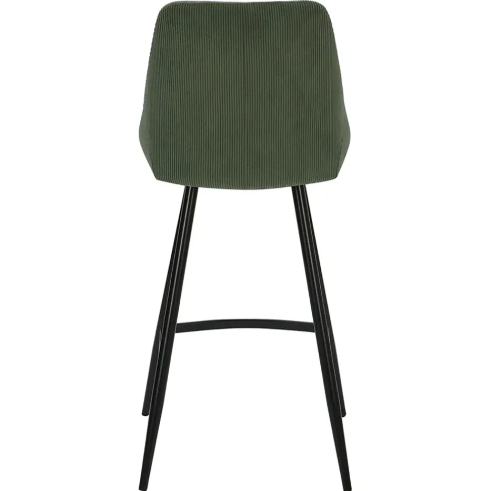 Chaise de bar en velours côtelé vert sapin h67cm - Ben
