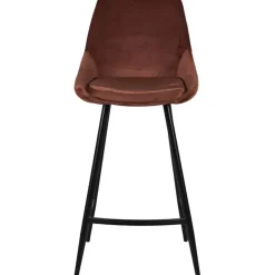 Chaise de bar en velours marron h67cm - Ben