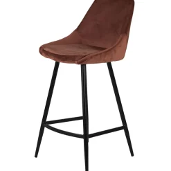 Chaise de bar en velours marron h67cm - Ben