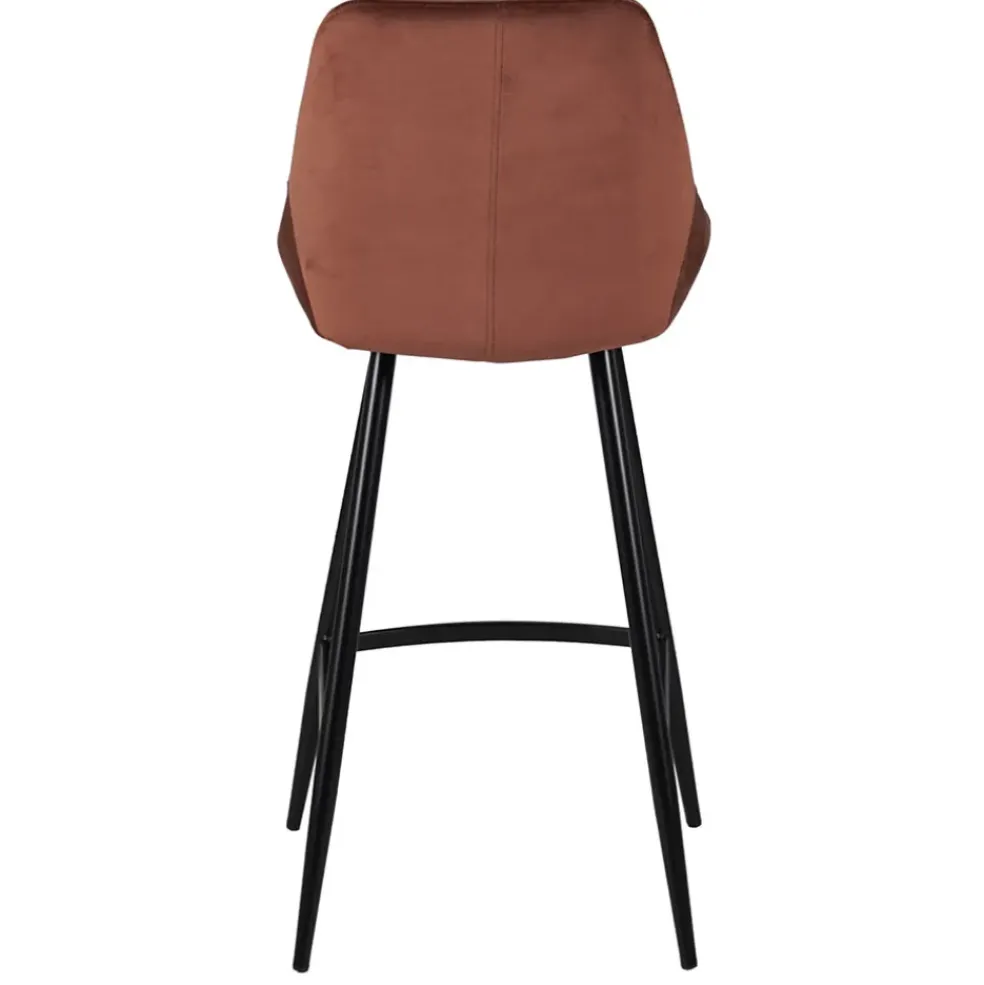 Chaise de bar en velours marron h67cm - Ben