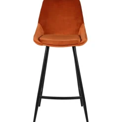Chaise de bar en velours cognac h75cm - Ben