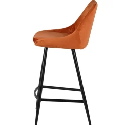 Chaise de bar en velours cognac h75cm - Ben