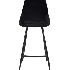 Chaise de bar en velours côtelé noir h75cm - Ben