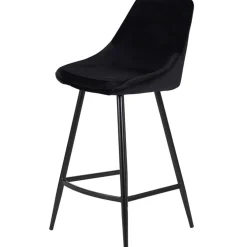 Chaise de bar en velours côtelé noir h75cm - Ben