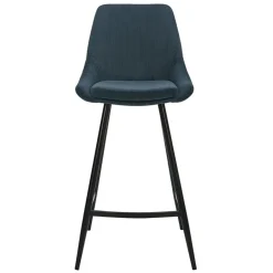Chaise de bar en velours côtelé bleu foncé h67cm - Ben