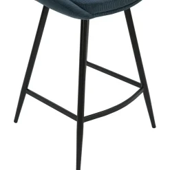Chaise de bar en velours côtelé bleu foncé h67cm - Ben
