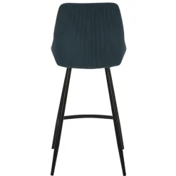 Chaise de bar en velours côtelé bleu foncé h67cm - Ben