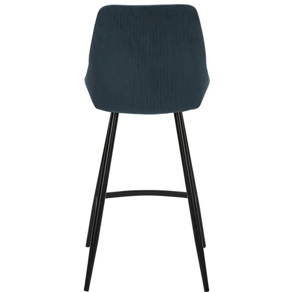 Chaise de bar en velours côtelé bleu foncé h67cm - Ben