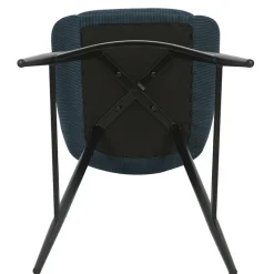 Chaise de bar en velours côtelé bleu foncé h67cm - Ben