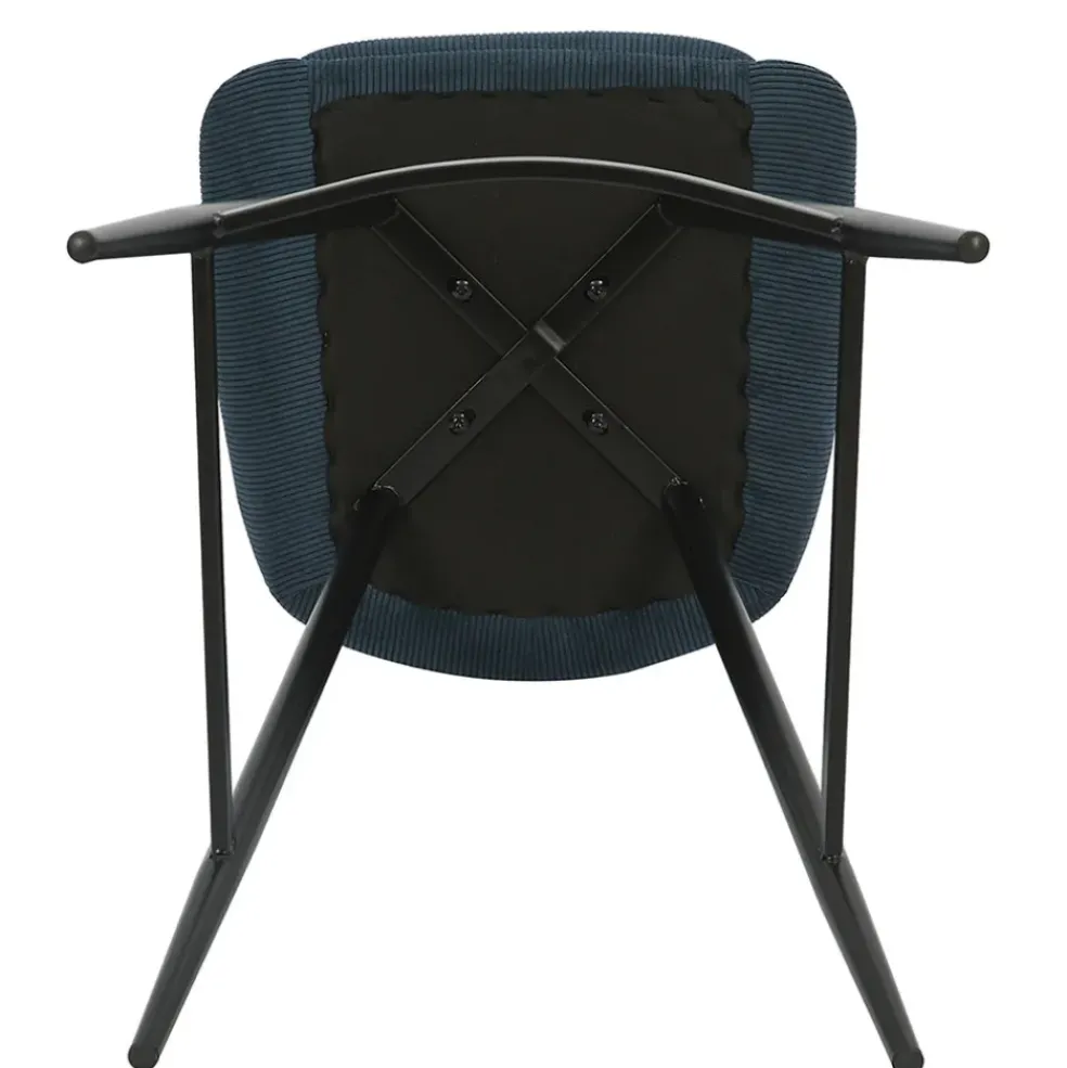 Chaise de bar en velours côtelé bleu foncé h67cm - Ben