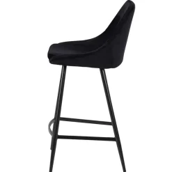 Chaise de bar en velours côtelé noir h67cm - Ben