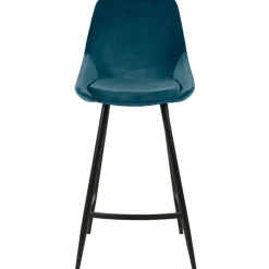 Chaise de bar en velours bleu h67cm - Ben