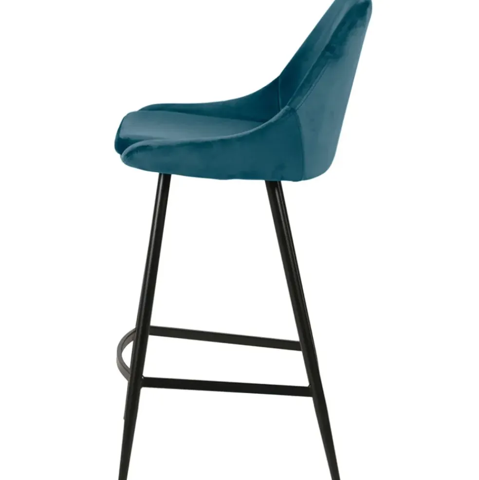 Chaise de bar en velours bleu h67cm - Ben