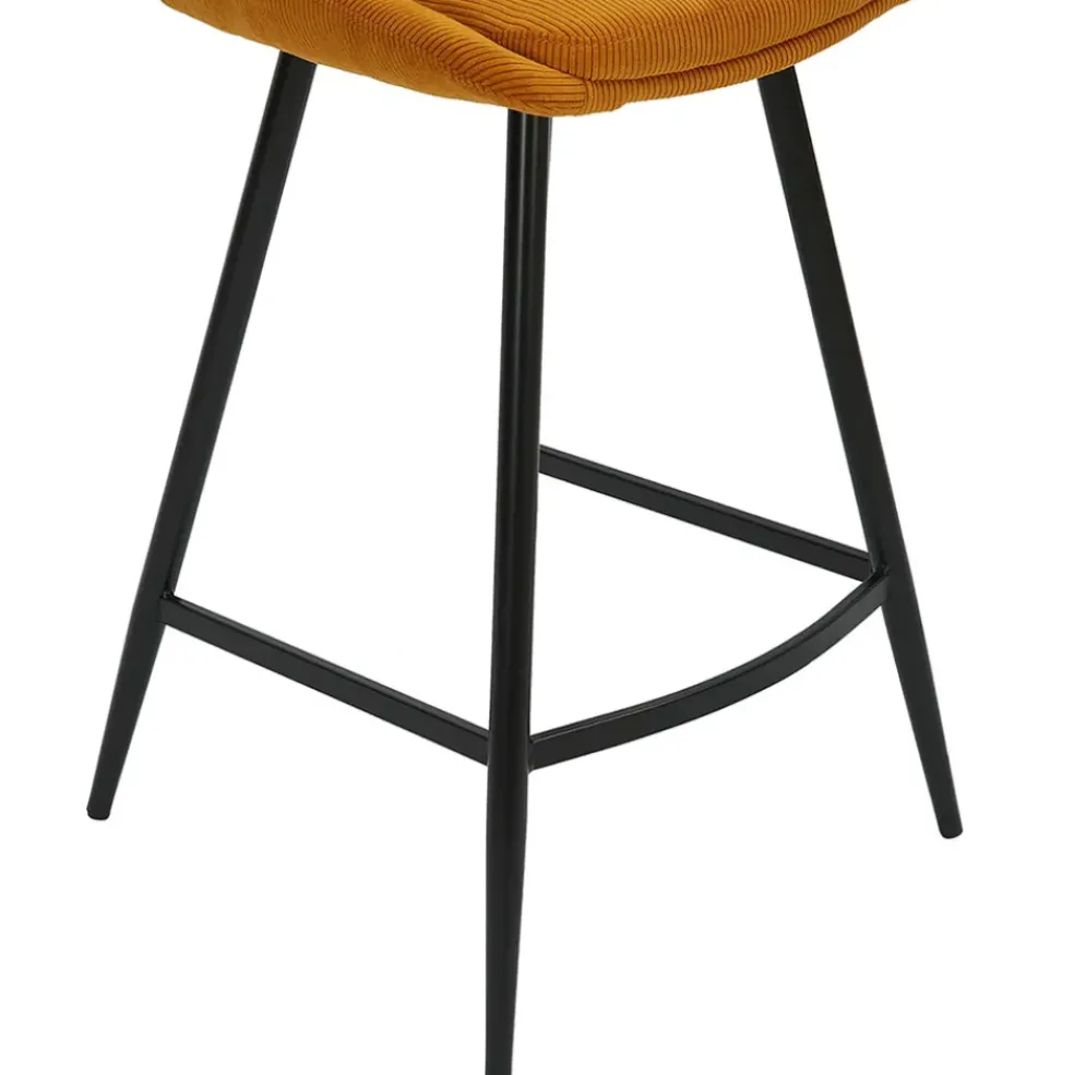 Chaise de bar en velours côtelé jaune curry h67cm - Ben