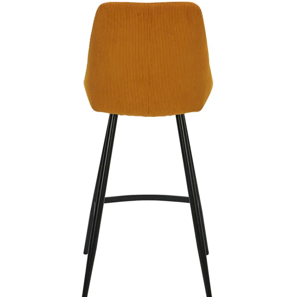 Chaise de bar en velours côtelé jaune curry h67cm - Ben
