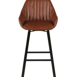 Chaise de bar pivotante effet cuir marron h75cm - Moss
