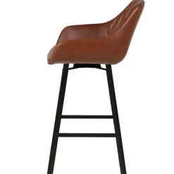Chaise de bar pivotante effet cuir marron h75cm - Moss
