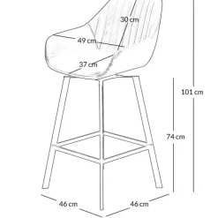 Chaise de bar pivotante noir veilli h75cm - Moss