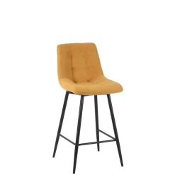 Chaise de bar tissu matelassé moutarde - Lilly