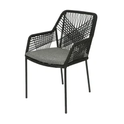Chaise de jardin empilable en résine tressée noir - Seville