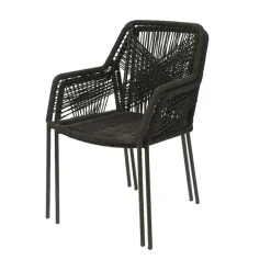 Chaise de jardin empilable en résine tressée noir - Seville