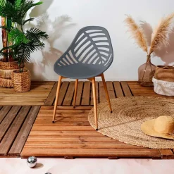 Chaise de jardin en plastique gris - Alameda