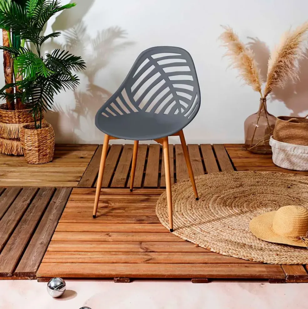 Chaise de jardin en plastique gris - Alameda