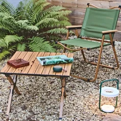Chaise de jardin pliante en bois de hêtre et tissu vert - Mariposa