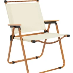 Chaise de jardin pliante en bois de hêtre et tissu beige - Mariposa
