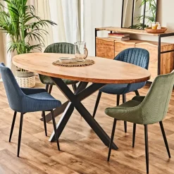Chaise de salle à manger en velours côtelé kaki - Ben