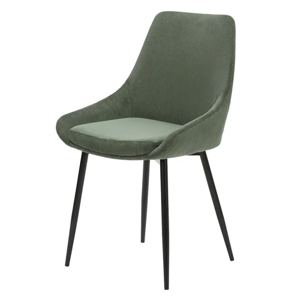 Chaise de salle à manger en velours côtelé kaki - Ben