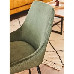 Chaise de salle à manger en velours côtelé kaki - Ben