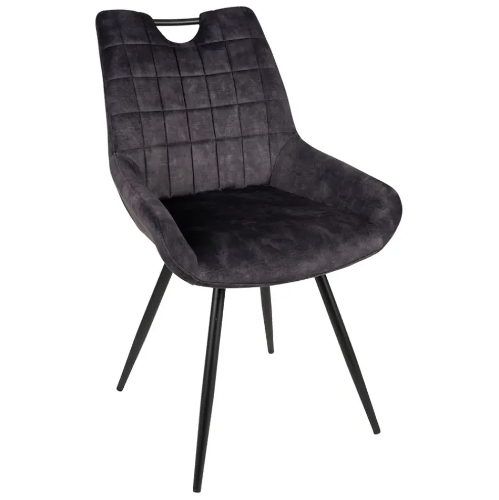 Chaise de salle à manger en velours gris - dana
