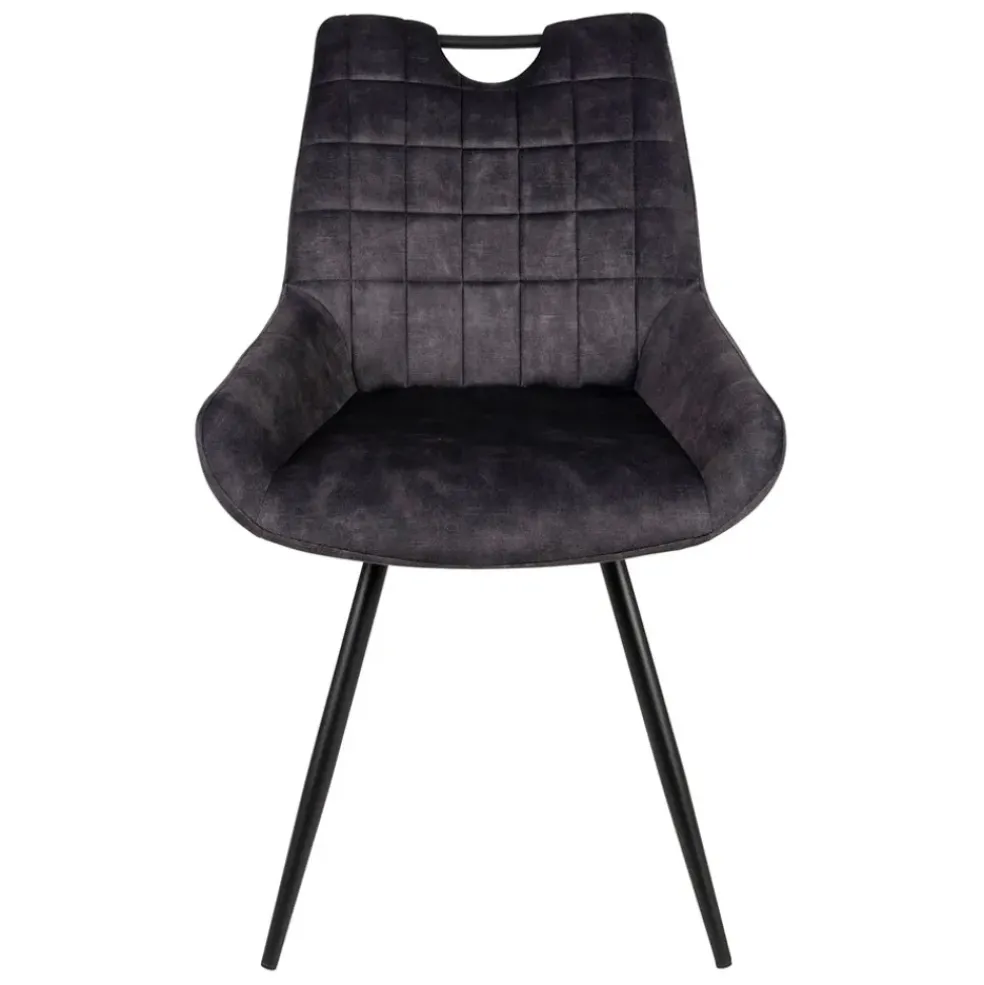 Chaise de salle à manger en velours gris - dana