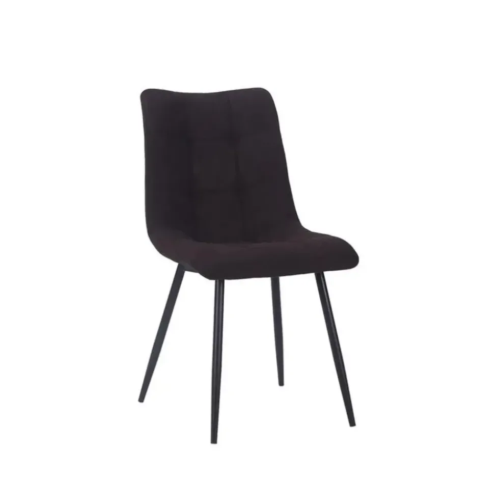 Chaise de salle à manger en tissu matelassé chocolat - Lilly