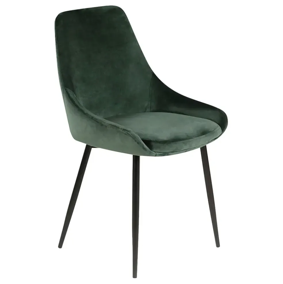 Chaise de salle à manger en velours vert - Ben
