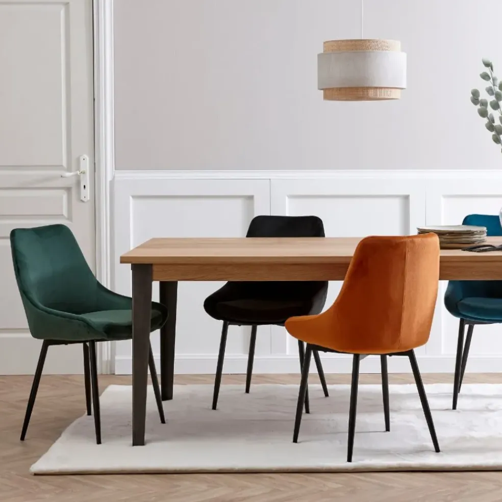 Chaise de salle à manger en velours vert - Ben