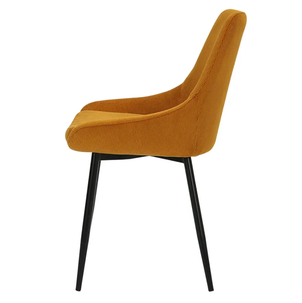 Chaise de salle à manger en velours côtelé curry - Ben