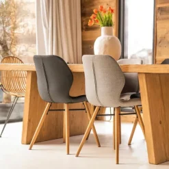 Chaise de salle à manger en tissu gris clair - Gloria