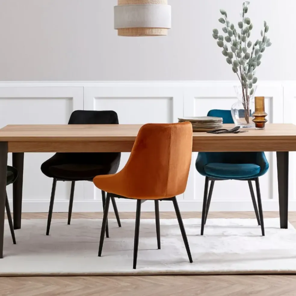 Chaise de salle à manger en velours bleu - Ben