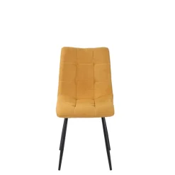 Chaise de salle à manger en tissu matelassé moutarde - Lilly