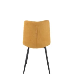 Chaise de salle à manger en tissu matelassé moutarde - Lilly