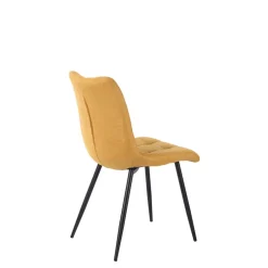 Chaise de salle à manger en tissu matelassé moutarde - Lilly
