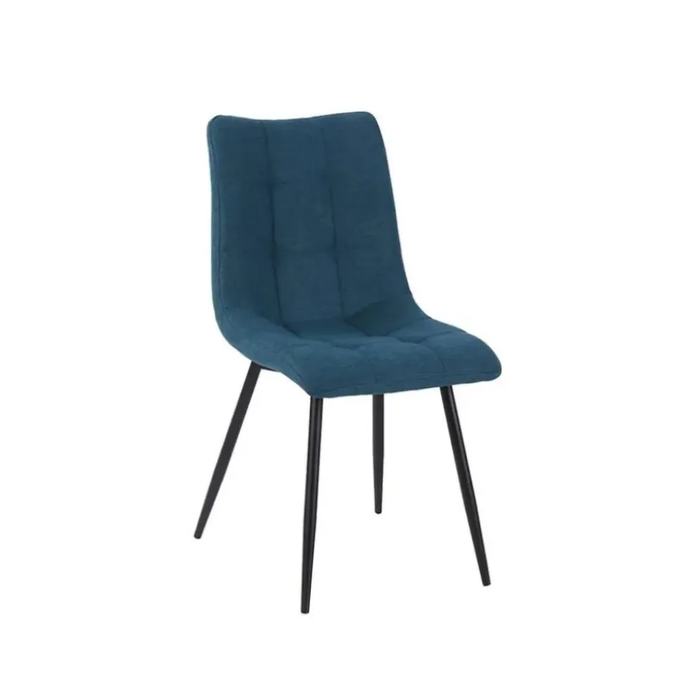 Chaise de salle à manger en tissu matelassé bleu pétrole - Lilly